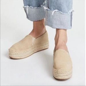 Soludos Platform Suede Leather Espadrilles - Beige